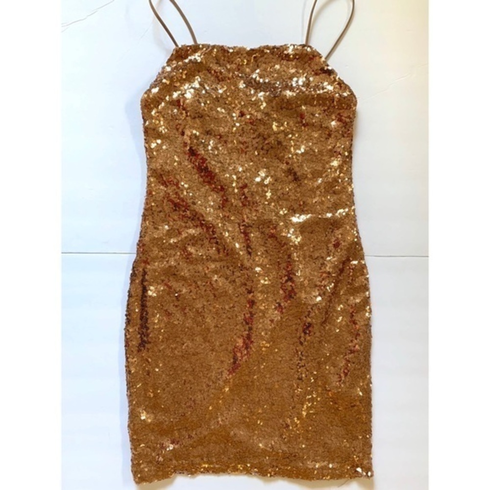 NWT Mind Code Rose Gold Sequin Dress